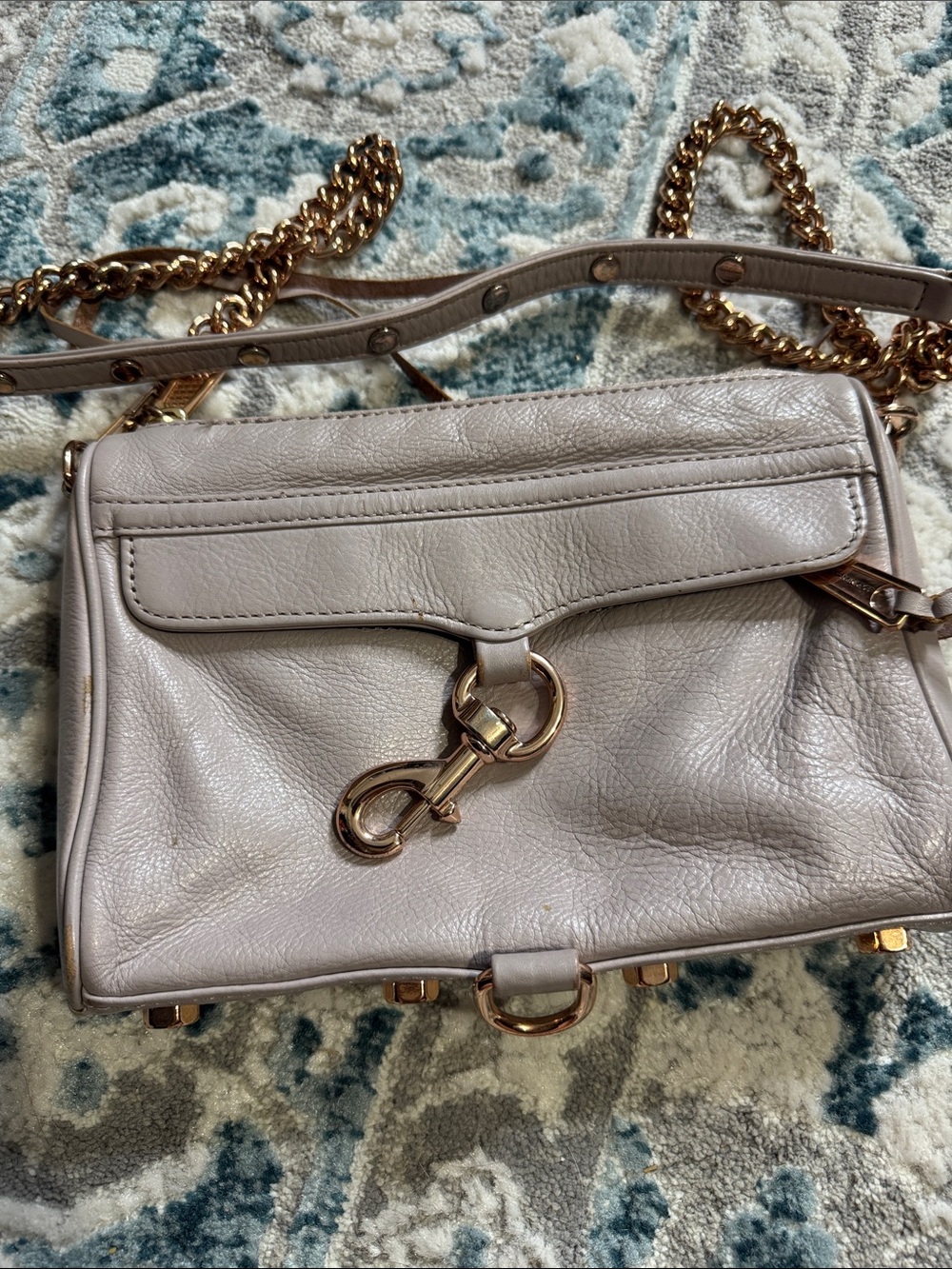 Rebecca Minkoff mini Mac Leather Shoulder Bag  with rose Gold Hardware